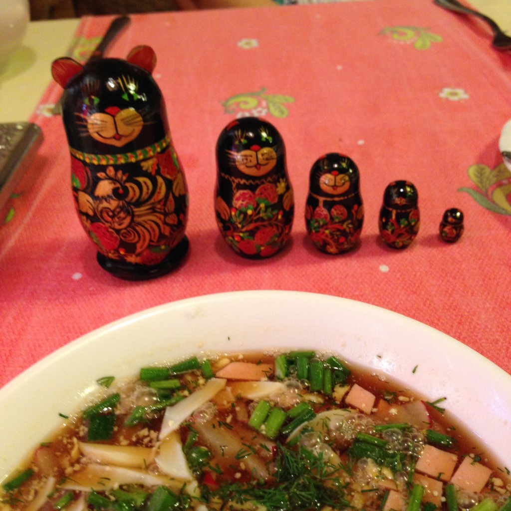 猫マトとボルシチの図。いかにもロシアです